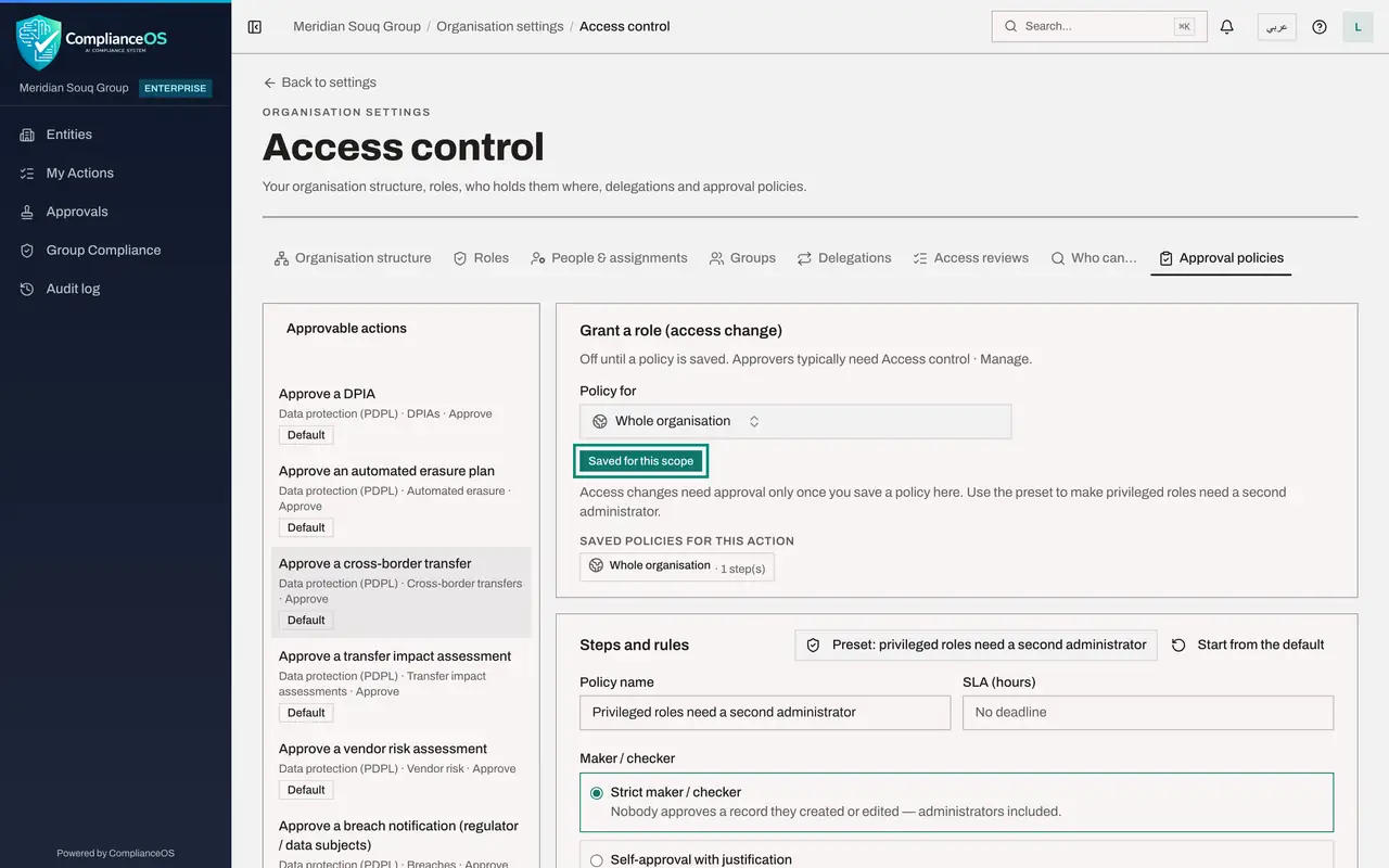 The screen at step 6: Select Grant a role (access change)