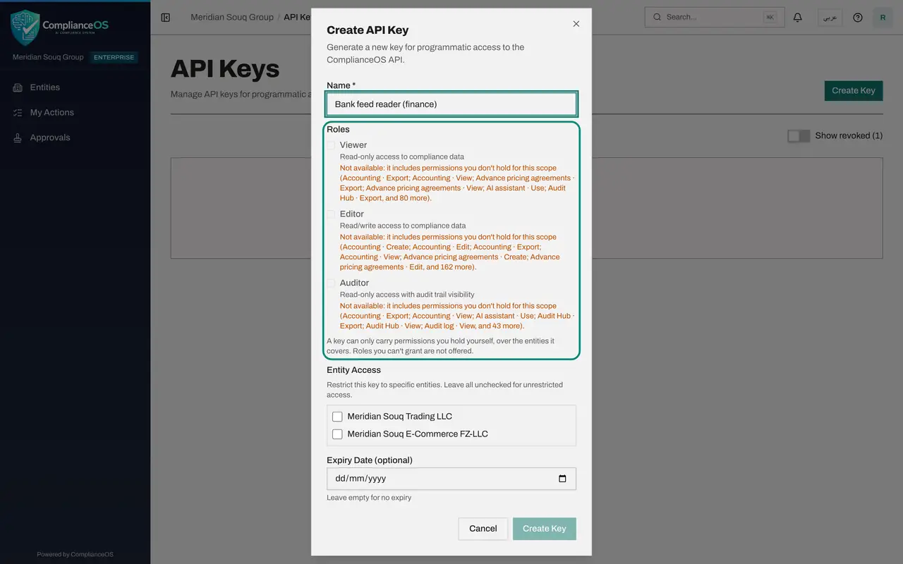 The screen at step 3: Read why some roles are greyed out