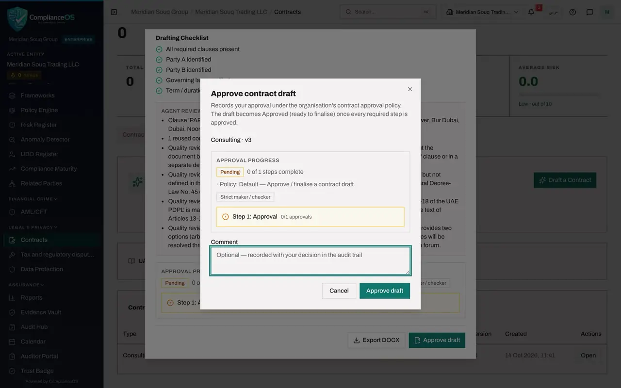 The screen at step 5: Select Approve draft