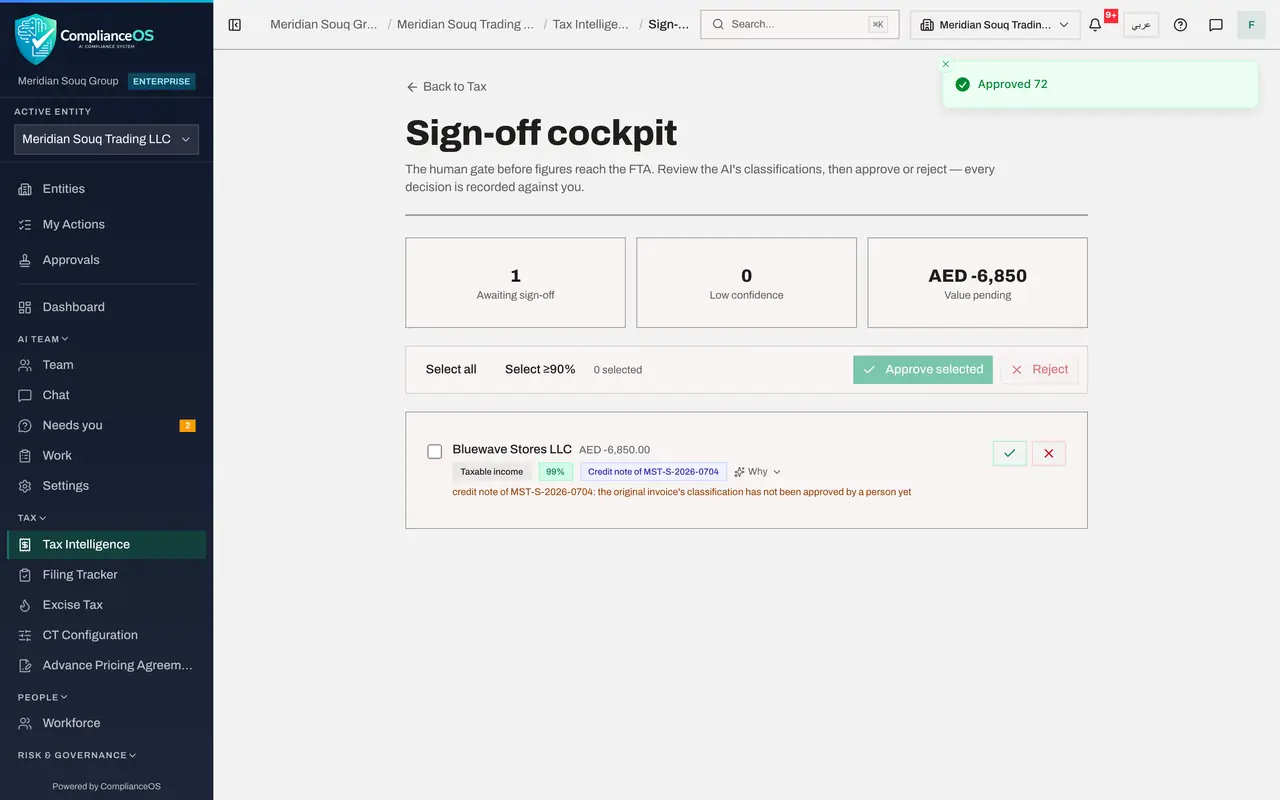 The screen at step 4: Select AI suggestions and approve them