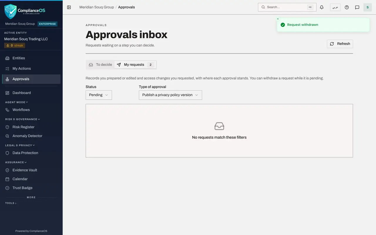 The screen at step 6: Give a reason and confirm