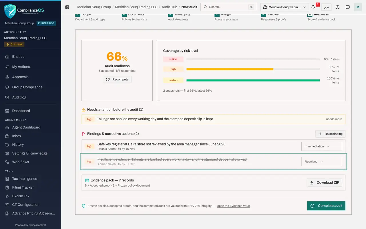 The screen at step 5: Check the resolved finding