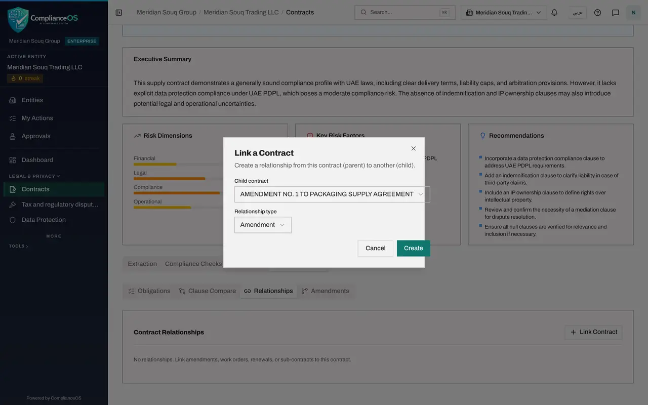 The screen at step 4: Choose the child contract