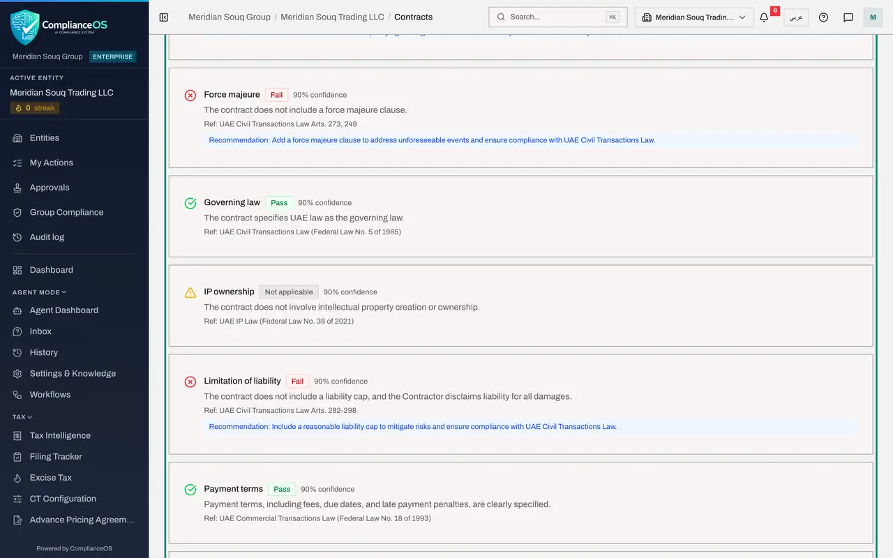 The screen at step 4: Read the compliance checks