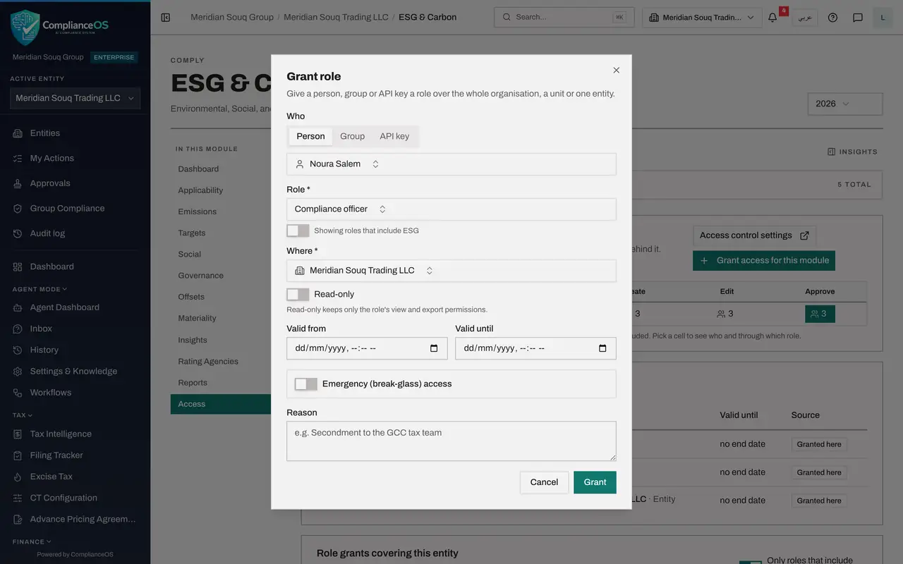 The screen at step 6: Choose the person and the role