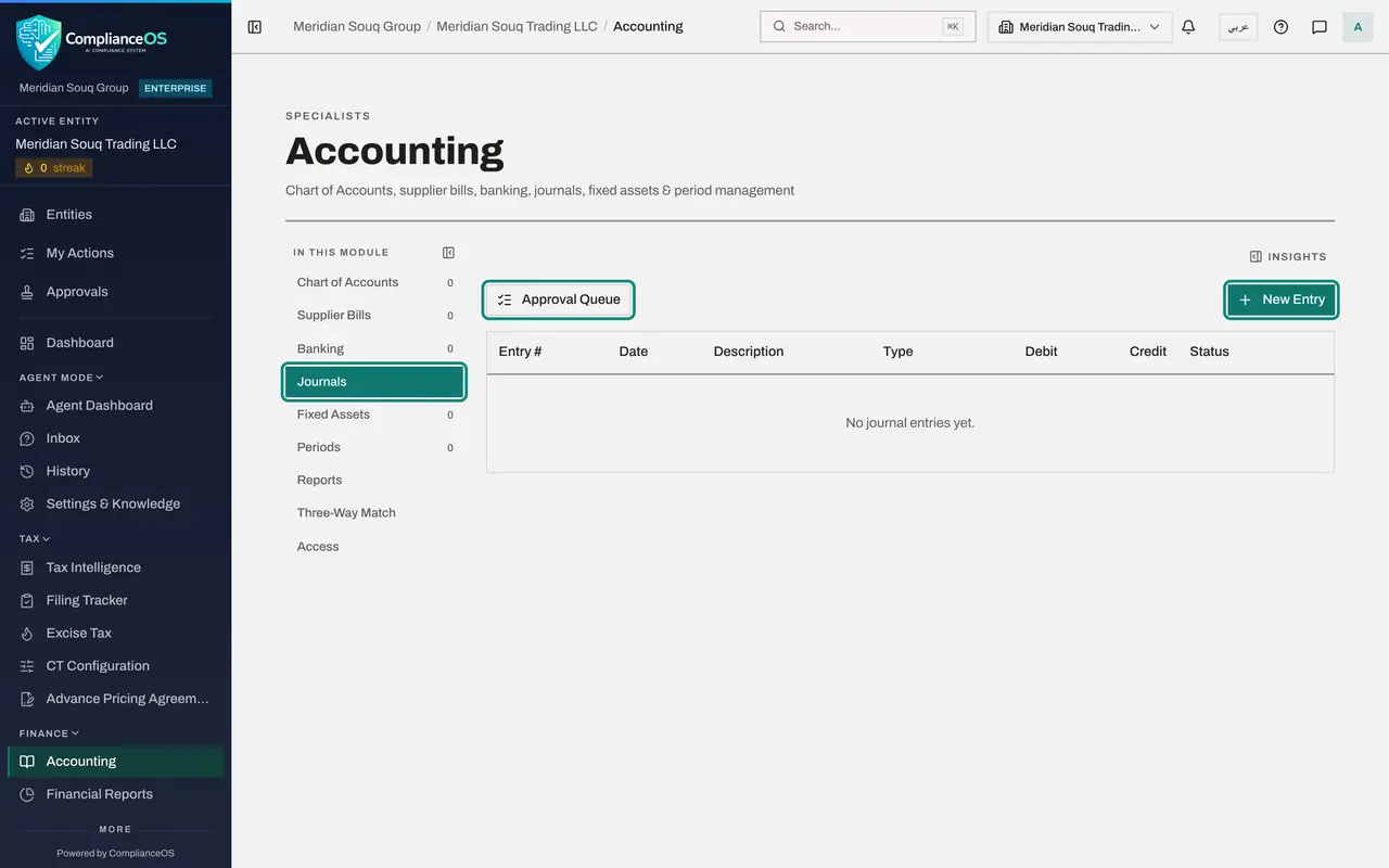 The screen at step 6: Select Journals