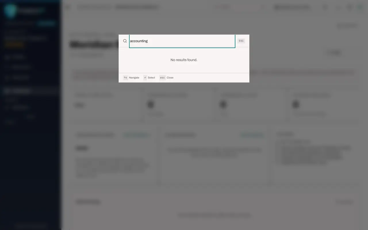 The screen at step 2: Search for Accounting