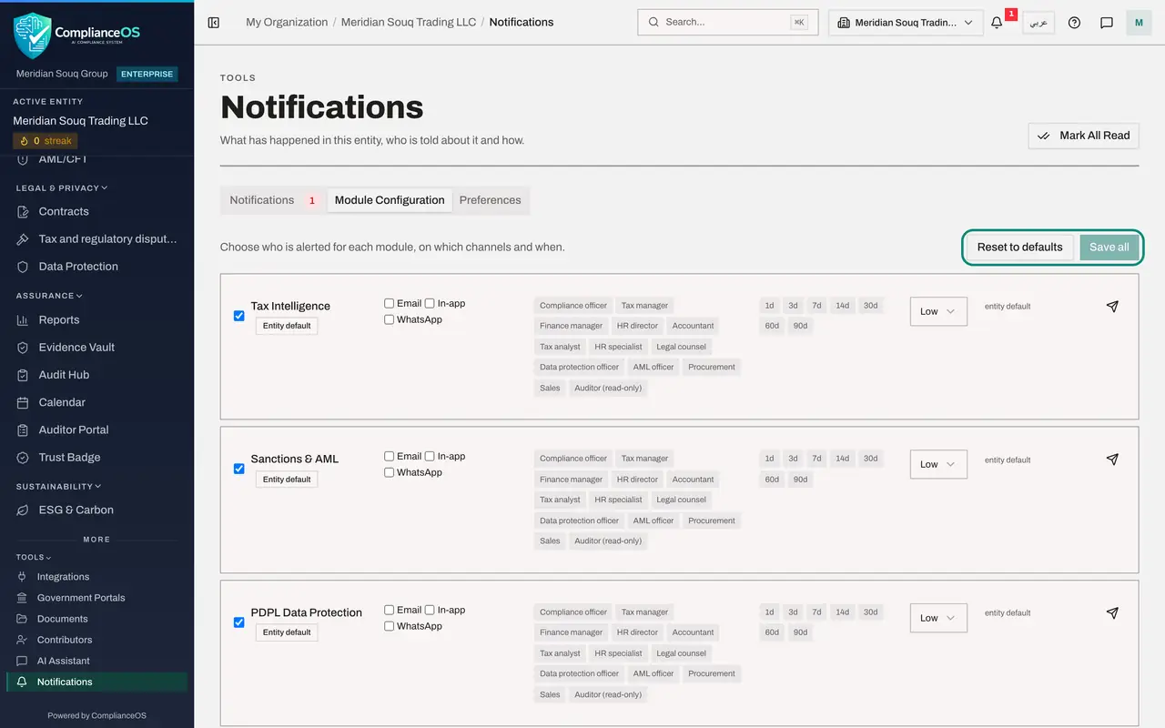 The screen at step 6: Know the buttons on Module Configuration