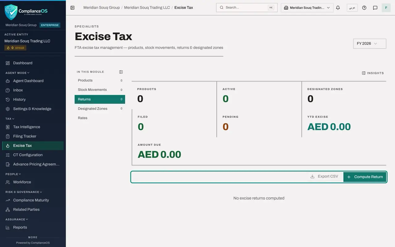 The screen at step 6: Select Returns