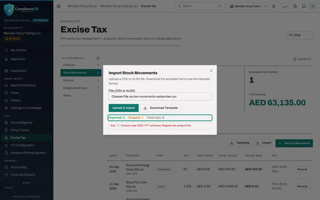 The screen at step 3: Select Upload and Import