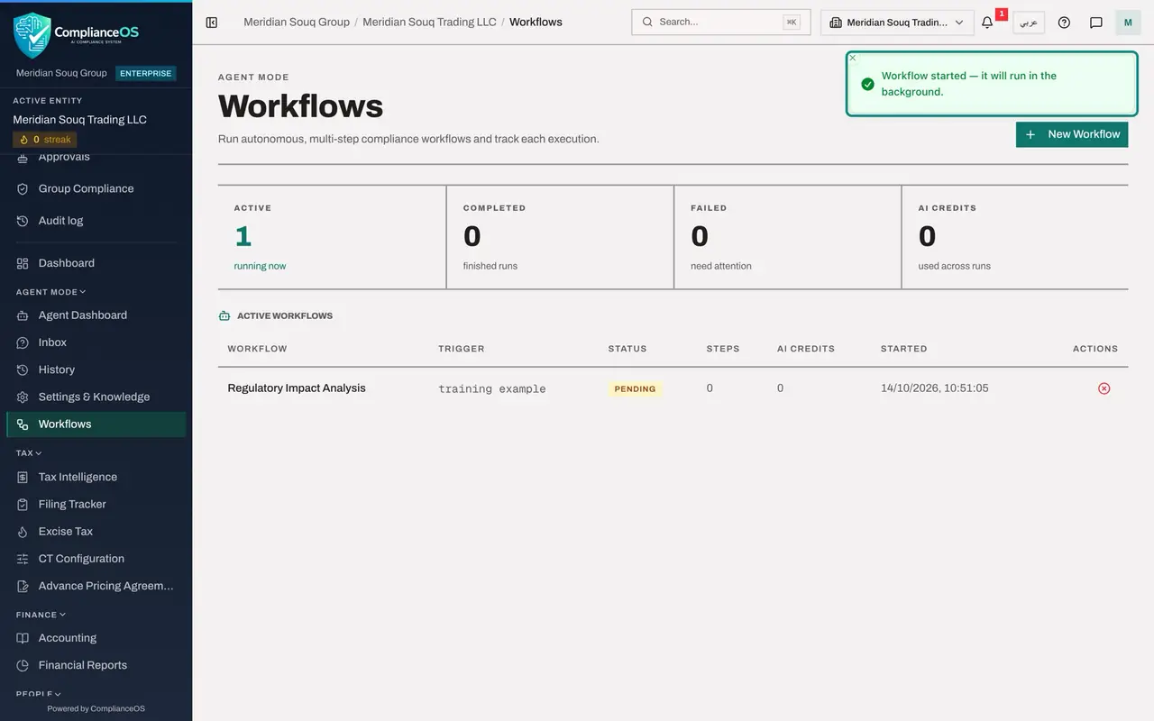 The screen at step 6: Select Run Workflow
