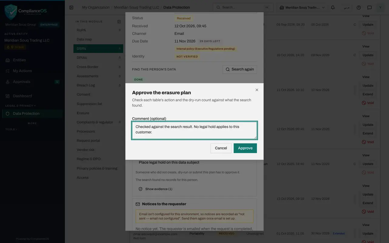 The screen at step 6: Select Approve and add a comment
