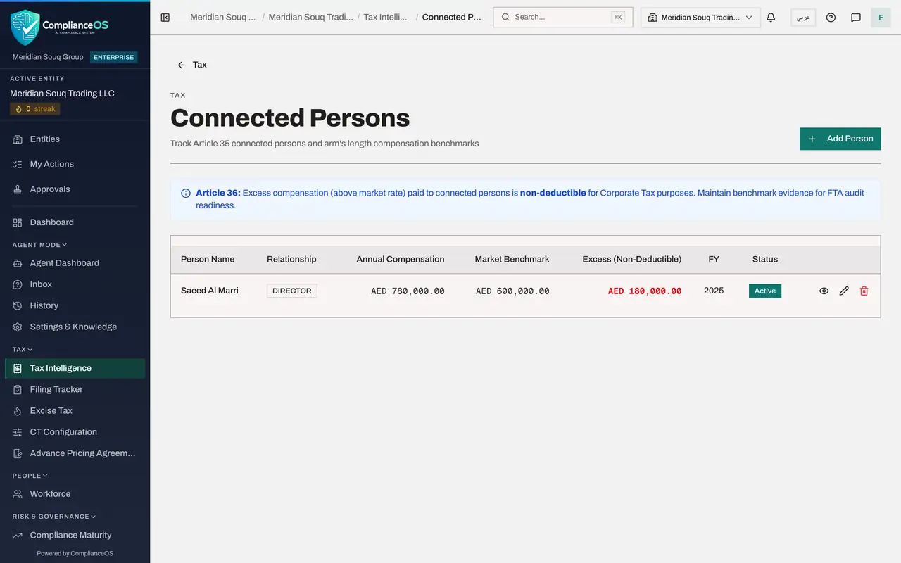 The screen at step 7: Add a note and select Add Connected Person
