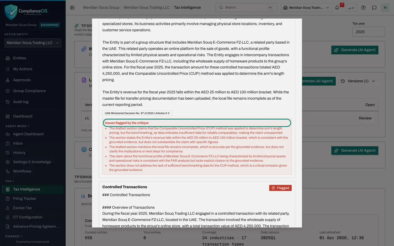 The screen at step 3: Read the flagged issues