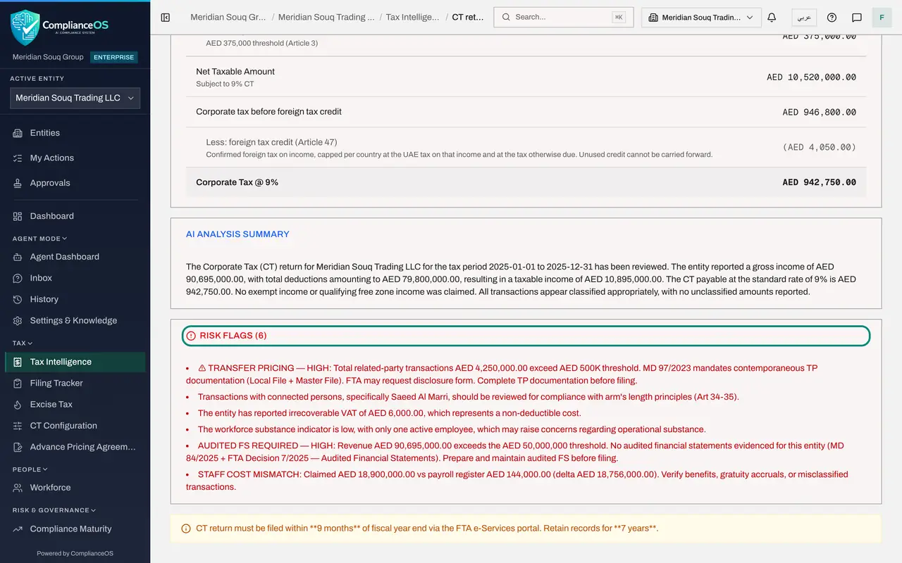 The screen at step 5: Read the AI summary and the risk flags
