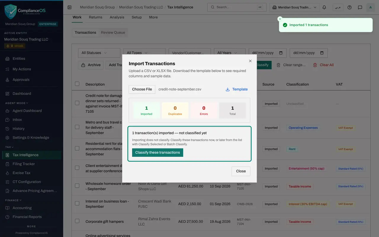 The screen at step 6: Select Confirm import