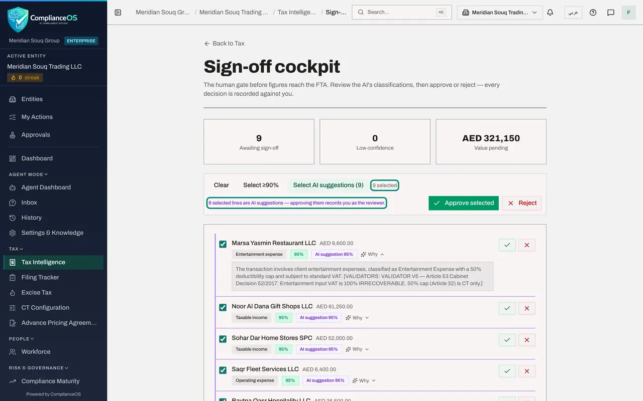 The screen at step 4: Select AI suggestions
