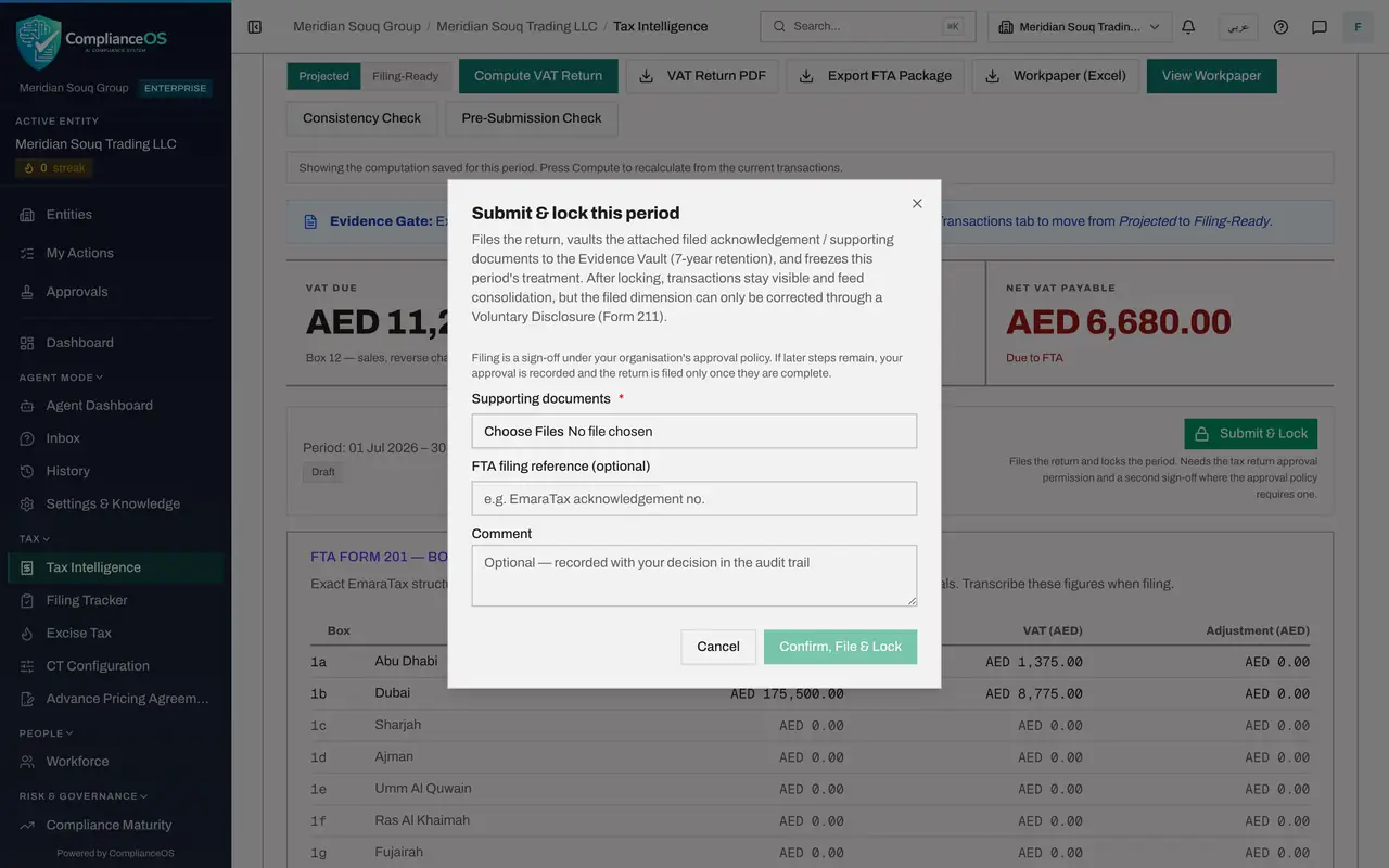 The screen at step 4: Select Submit and Lock