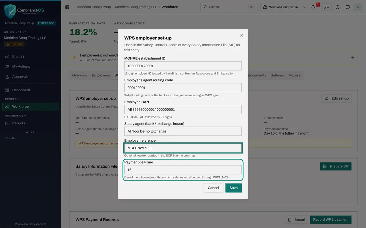 The screen at step 6: Check the payment deadline